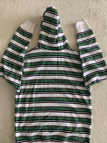 Sweat à capuche homme bleu ancre grand pull rayé vert blanc - Photo 3/18