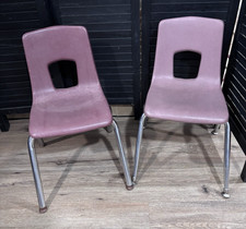 Set of 2 Classroom Chairs - 16 Inch Stackable School Chairs - Maroon - USA Made