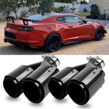 For Chevy Camaro SS 6.2L Carbon 2.5" / 3" Inlet 4" Outlet Dual Exhaust Tips
