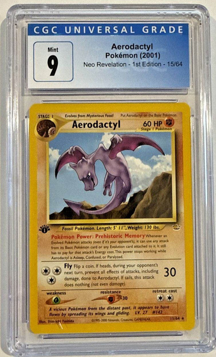 ERROR- Ink 2001 Pokemon Neo Revelation - Aerodactyl 15/64 1st Edition - CGC - 9