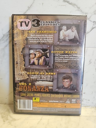 BONANZA VOL 2 DVD 3 CLASSIC EPISODES REGION 4 BRAND NEW AND SEALED - Picture 2 of 2