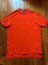 Polo Ralph Lauren Orange Short Sleeve Men's Collared Polo Shirt Logo Size L