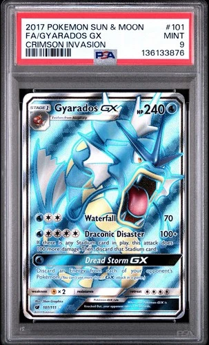 PSA 9 MINT Gyarados GX (Full Art) 101/111 Sm-Crimson Invasion Holo