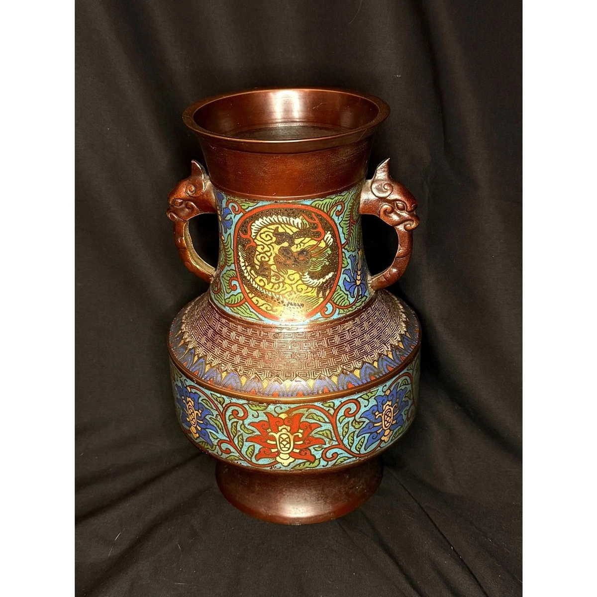 亚洲古董景泰蓝龙在中国古董花瓶| eBay