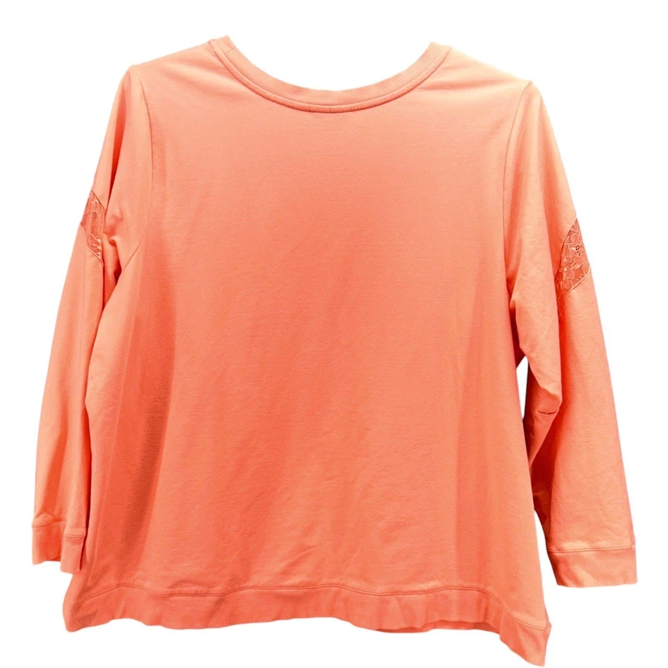 Denim And Co Womens Sweatshirt Size 3X Lace Accent Athleisure Oversized Lounge - Image 2 of 4