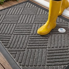 Durable 29x17 Waterproof Doormat - Stylish Gray Diamond for Indoor  Outdoor