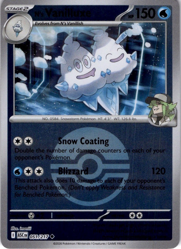 N's Vanilluxe (Pokeball): Ascended Heroes 51/217 NM