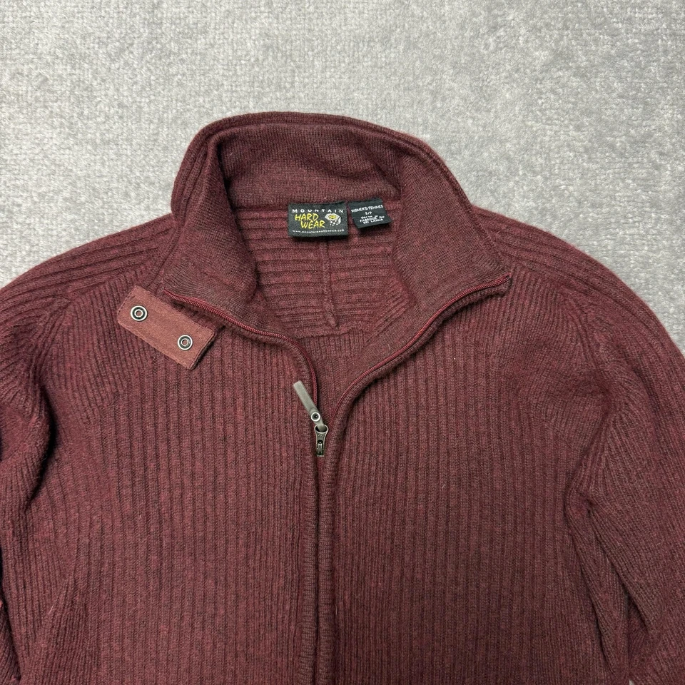 Suéter Mountain Hardwear Para Mujer Pequeño Borgoña Lana Merino Cremallera Completa Tejido Acanalado Foto 3 de 4