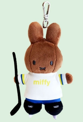 Miffy Official Plush Doll : Melanie Ice Hockey 13cm Rabbit Key