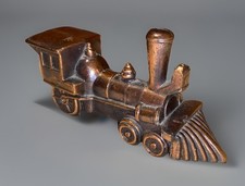 Brass Colored Metal Locomotive Train Steam Engine 4” Paperweight Figurine