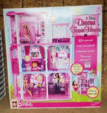 NEW Mattel BARBIE Dream TOWNHOUSE 3 Story Town HOUSE Retired 55+ Pcs N7666 -2009