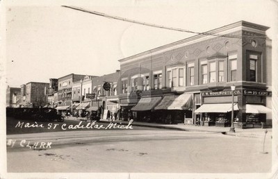 Street View Main St., Cadillac MI Michigan 1923 RPPC Photo Postcard COPY