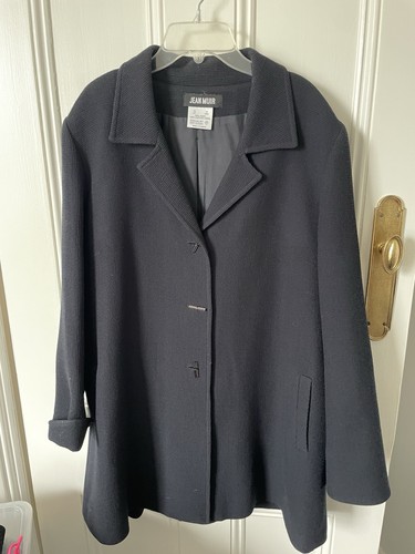 Jean Muir, Vintage Jean Muir gonna di lana tuta UK 16 blu navy made in England set giacca e gonna