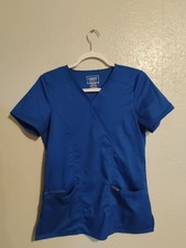 XS Blue Scrub Top Cherokee Workwear Durable Two Way Stretch