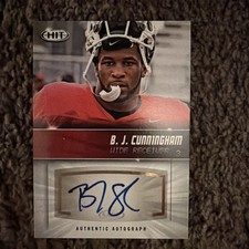 NFL  FOOTBALL CARD SAGE HIT B.J. CUNNINGHAM AUTHENTIC AUTOGRAPH MICHIGAN STATE
