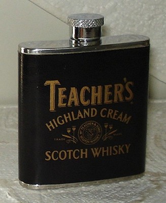 Vintage Lehrer Highland Scotch Whisky 2,5 Unzen Flachmann mit Lederbezug