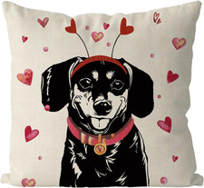 Valentines Day Pillow Covers 18X18 Inch Dachshund Throw Pillowcase Valentines Do
