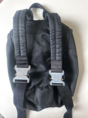 1017 ALYX 9SM Black Tank Buckle Backpack Drawstring Zipper