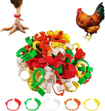 100 Pcs Adjustable Poultry Leg Bands, 5 Color Numbered Chicken Identification...