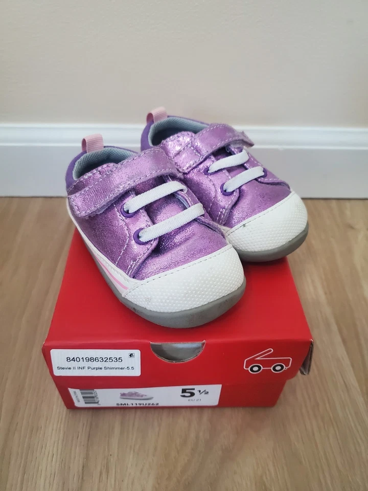Zapato See Kai Run Stevie (First Walker) púrpura brillante talla 5,5 Foto 2 de 4
