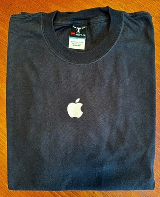 Retro Apple Computer Center Logo Employee Staff T-Shirt Mens Medium Black
