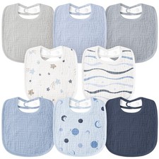8 PCS Muslin Baby Bibs Bandana Drool Soft Square Adjustable Unisex Girls Boys