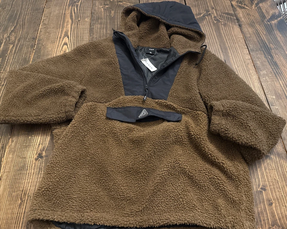 Новый с Ярлыками HUF тройной треугольник пуловер флис толстовка с капюшоном мужской коричневый XL - Изображение 2 из 4