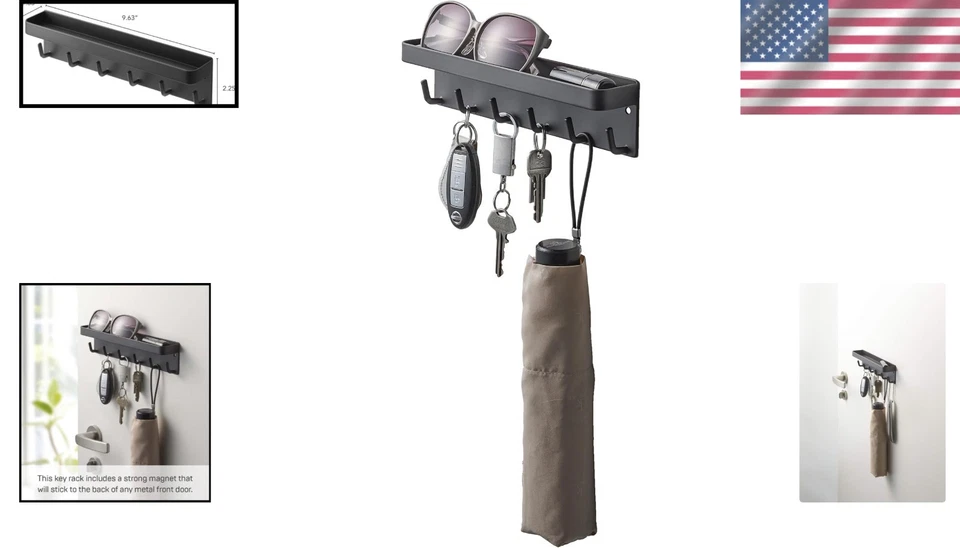 Stylish Magnetic Key Holder with Tray - Durable Steel, 4.4 lbs Capacity - Image 2 of 4