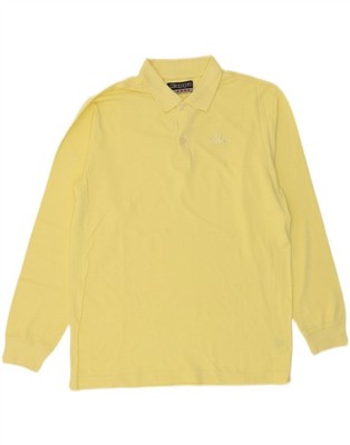 KAPPA Mens Long Sleeve Polo Shirt Large Yellow Cotton AC13