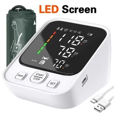 LED Digital Blood Pressure Monitor Upper Arm Heart Rate Monitor & BP Large Cuff