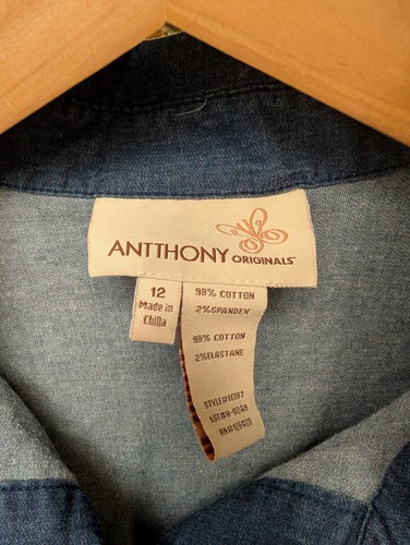 Antthony Originals Women's Denim Coveralls Jumpsuit Sz 12 Wide Leg High Utility - Picture 5 of 5