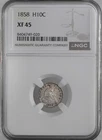 1858  H10C LIBERTY SEATED HALF DIME  NGC XF45  #8404749-020