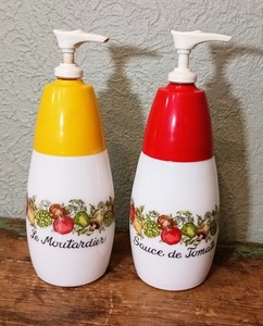 Corning Ware Spice of Life Ketchup & Mustard Dispensers Le Moutardier De Tomate!