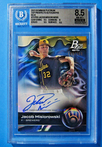 Jacob Misiorowski [Autograph Blue] #TOP-69 2023 Bowman Platinum Top Prospects card