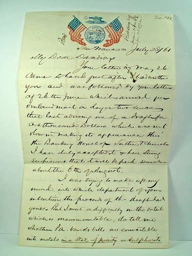 CIVIL WAR CALIFORNIA PATRIOTIC 4 PG LETTER SHEET JAMES BOYD - GEORGE DAVIDSON PA