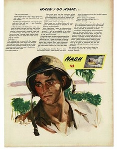 1945 Nash Automobile US Soldier dreams of Home Rico Tomaso art WWII Print Ad