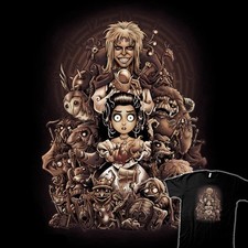 Tim Burton LABYRINTH 1986 David Bowie Movie Art Jim Henson Goblin King T-SHIRT