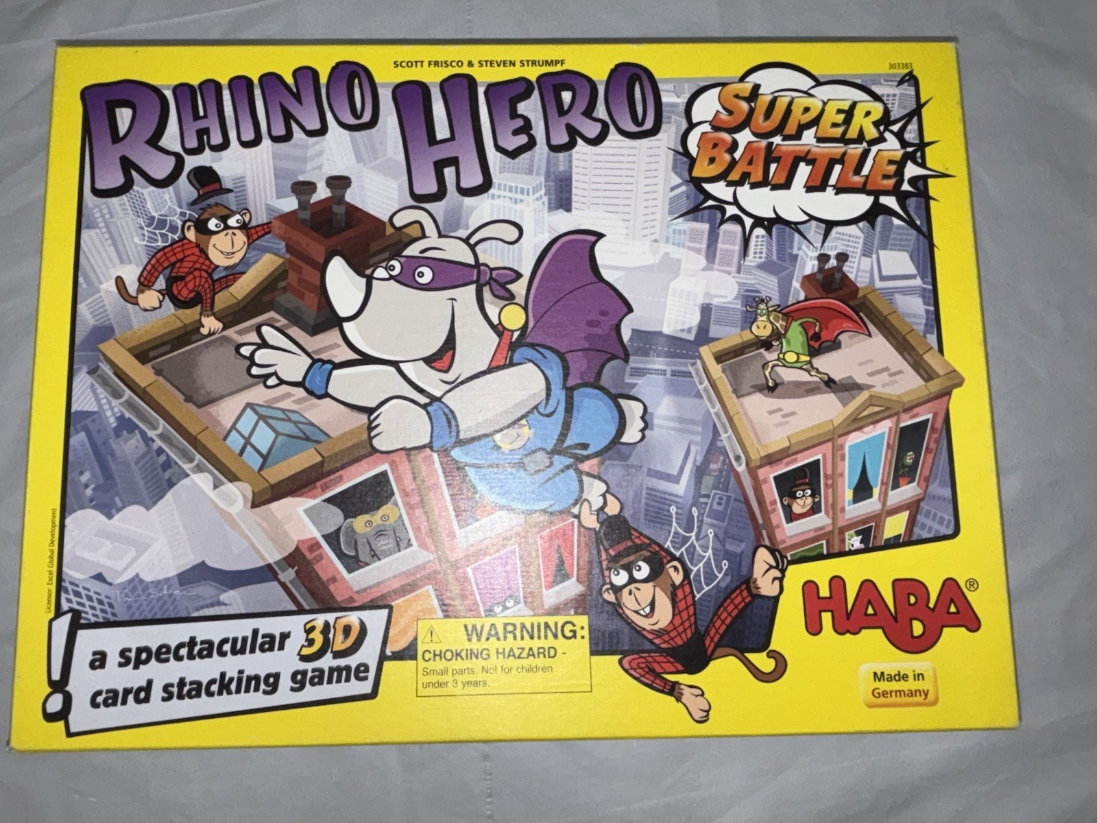 Rhino Hero Super Battle COMPLETE HABA 2017 Wooden Pieces 3D Stacking Game