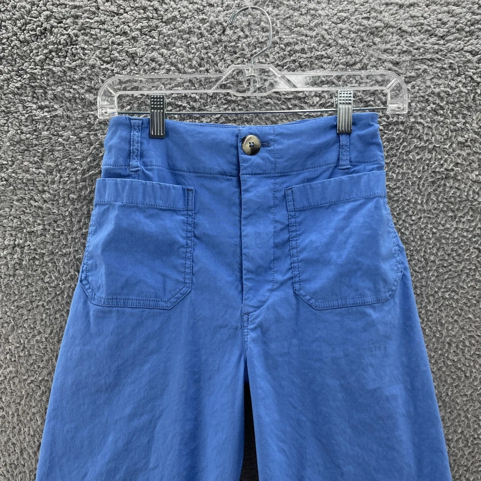 Pantalones Maeve Anthropologie Mujer 27 Azul Colette Pierna Ancha Chino Corto Algodón Lino Foto 2 de 4