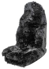 WALSER Lammfell Sitzauflage Marla, 100% Lammfell Autositz Sitzauflage schwarz