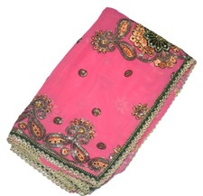 Traditional Antique Florel Dupatta Long Scarf Hand Emb Beaded Fabric Veil Stole