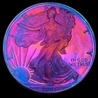American Silver Eagle Proof 2001 999 Silver Monster Rainbow Toning Uncirculated