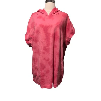 Lane Bryant Livi Size 22/24 Short Sleeve Hoodie Top Pink Tie Dye - Image 1 of 4