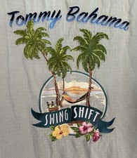 Tommy Bahama Shirt Mens XL Green Silk Button Up Hawaiian Camp Back Embroidery