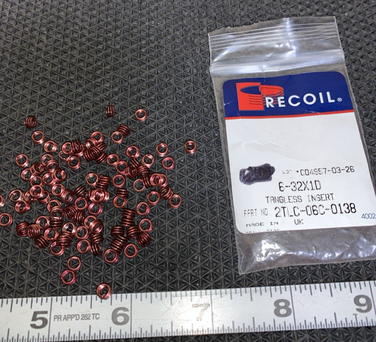 2TLC-06C-0138 thread inserts tangless 6-32 X 1D unused 100ct rethreading locking