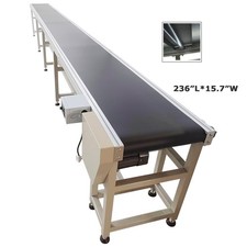 236" Length Electric PVC Belt Conveyor Adjustable Speed 15.7" Width 110V 250W