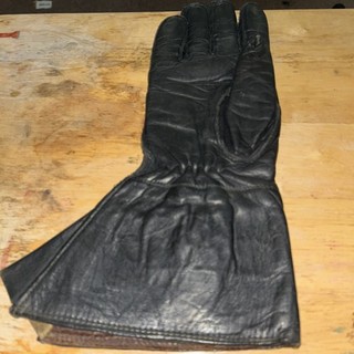 Vintage Black Leather Gauntlet Motorcycle Riding One Glove 13” Size possibly M/L