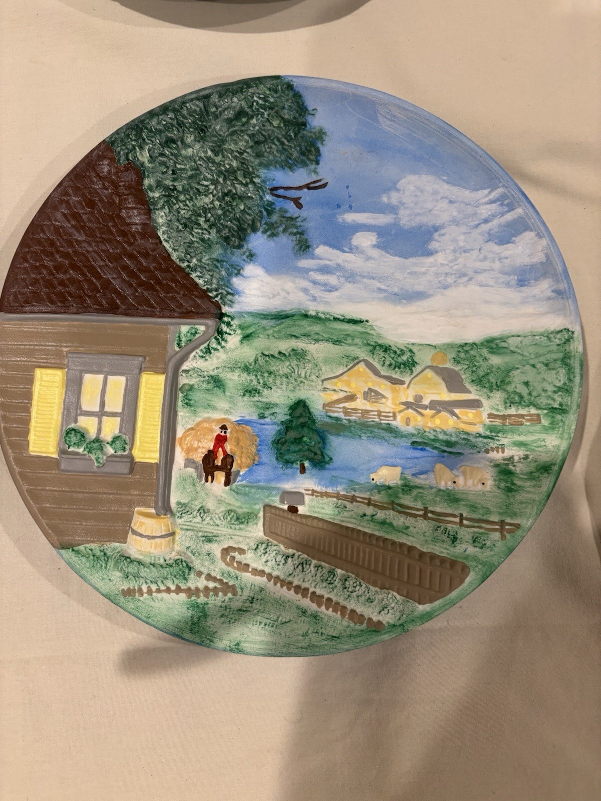 Vintage 4 Season Plates 1980 Byron Molds Hand Painted 3D Farmhouse Americana(4)