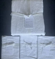 Pottery Barn Belgian Flax Linen  King Duvet & 3 Euro Shams In White