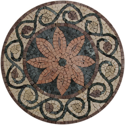 Round Flower Art Decor Mosaic 16'' Marble Mosaic